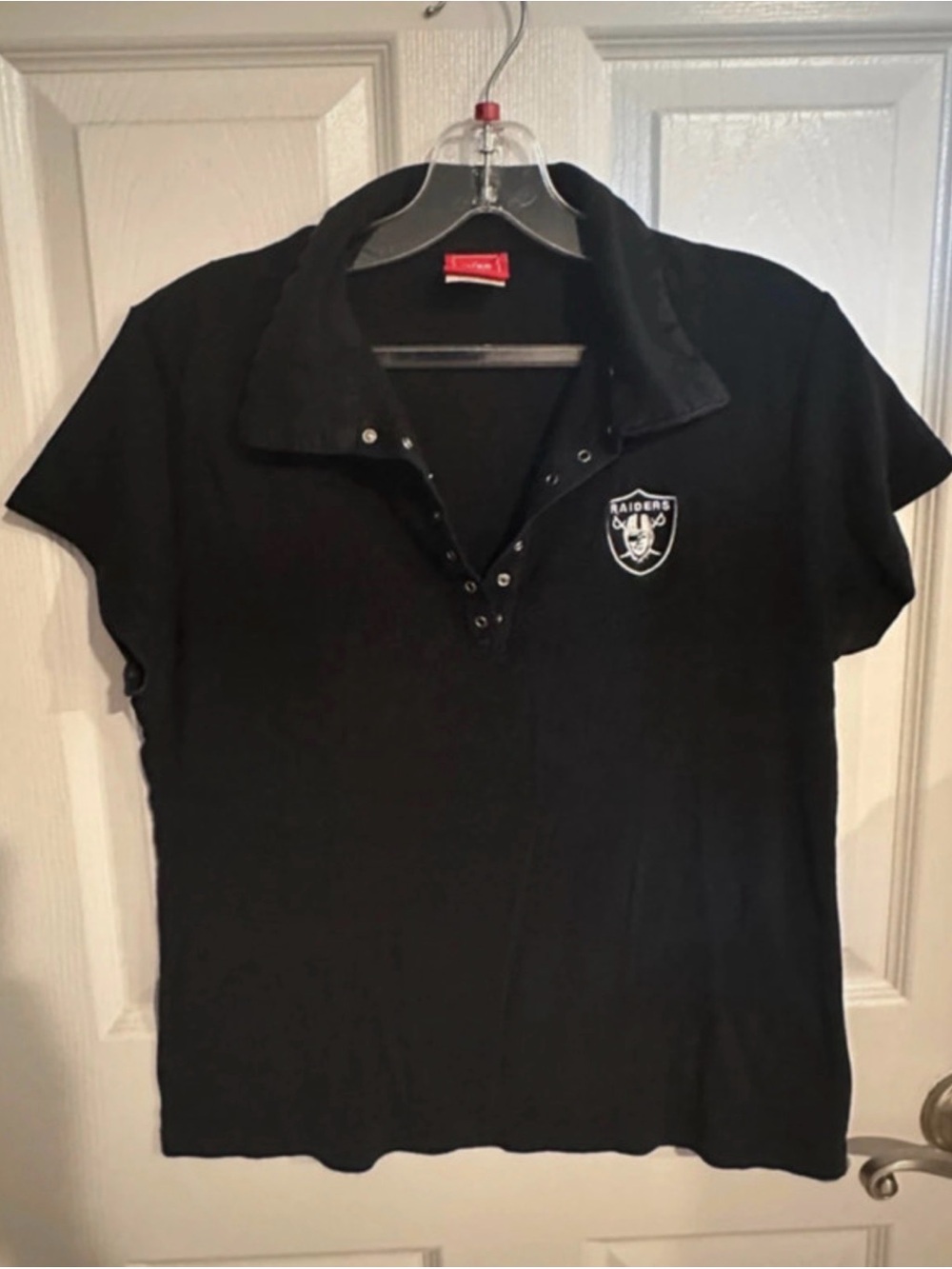 Women’s Raiders Short-Sleeve Black Polo Tee